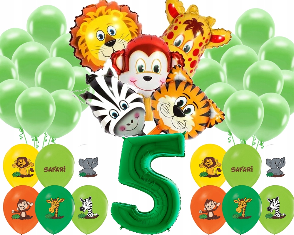 ZESTAW BALONY ZWIERZĄTKA ZOO NA 2 URODZINY SAFARI Cechy matowe