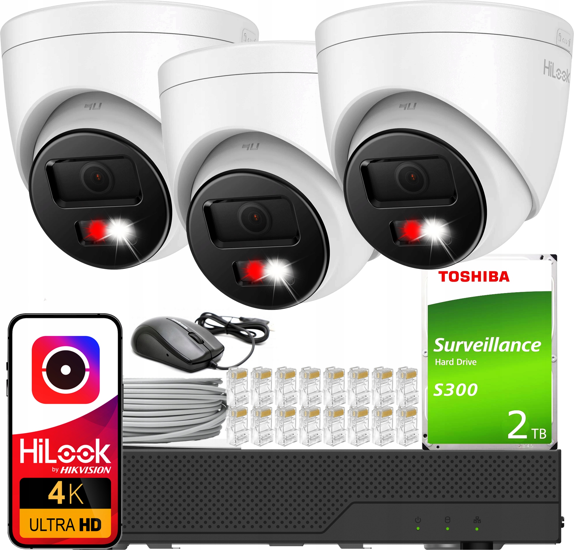 Sada na monitorovanie 2xIPC-T280HA-LUF/SL 8MPx HiLook od Hikvision Detekcia Ai