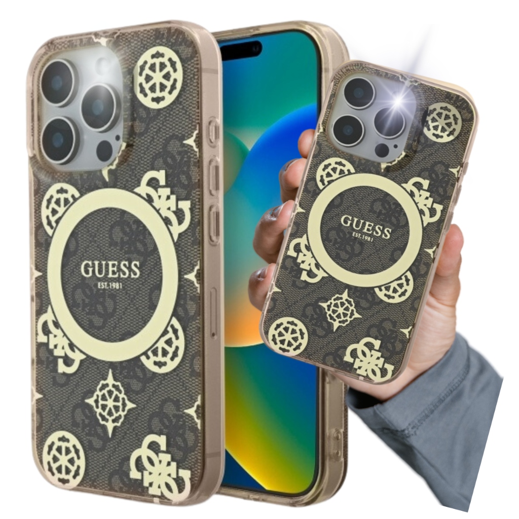 Etui Guess IML Peony On 4G Background MagSafe na iPhone 16 Pro Max Guess