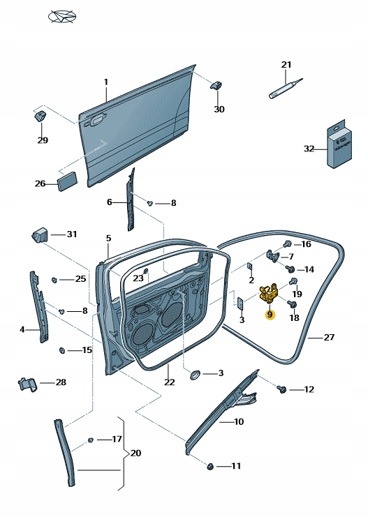 ZAWIAS DRZWIOWY DOLNY LEWY PRZÓD ORYGINAŁ VW 1K0831411Q Volkswagen Producent części Volkswagen OE