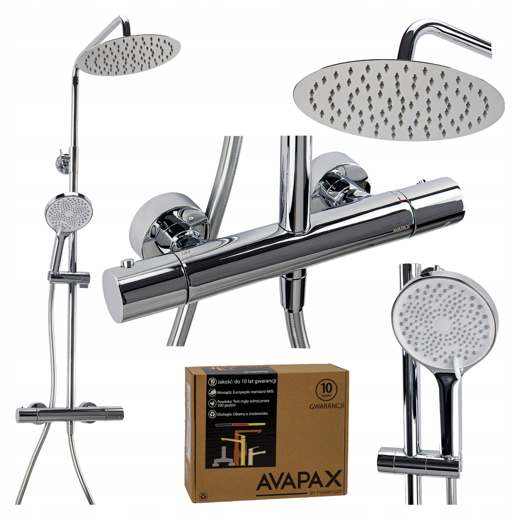 Sprchový set z nehrdzavejúcej ocele Dažďová sprcha Slim Batéria Termostat