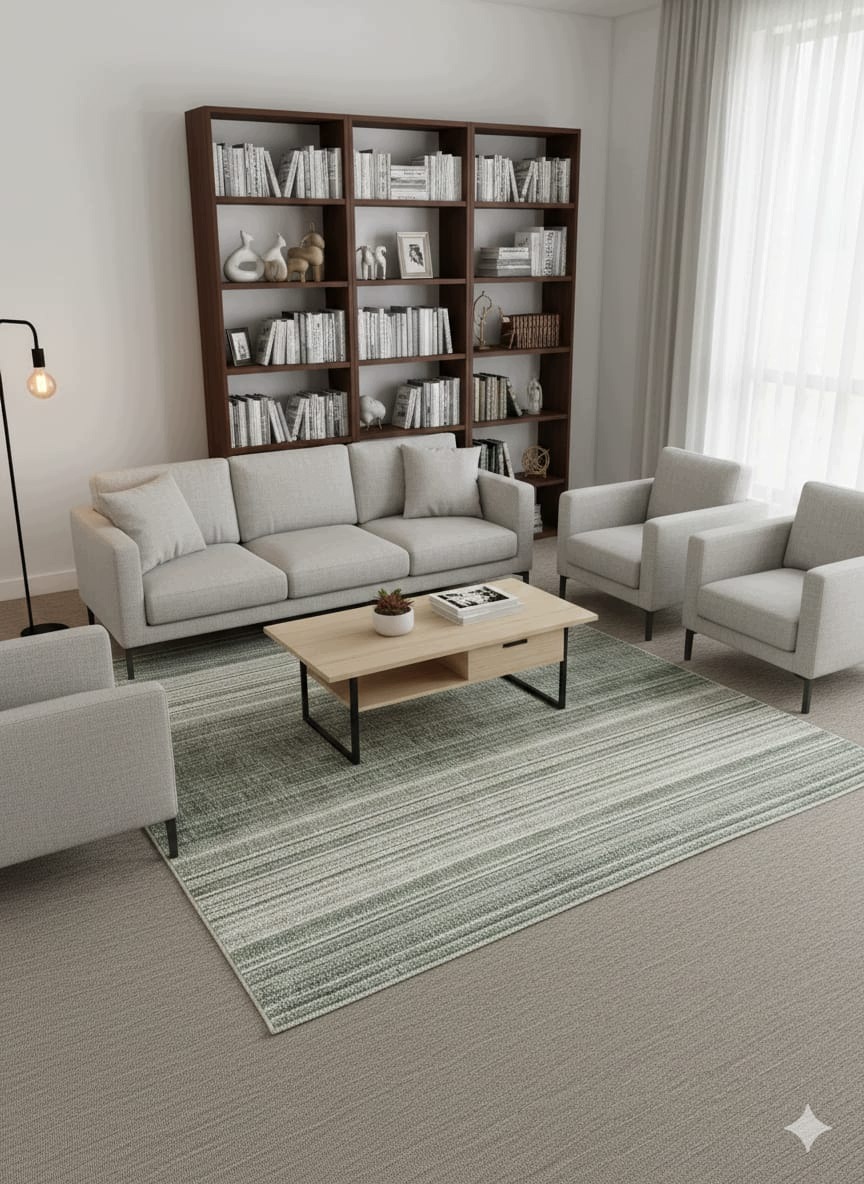 Moderný koberec Ahenk Cozy 160 x 220 cm zeleno-modrý – jemné pruhy
