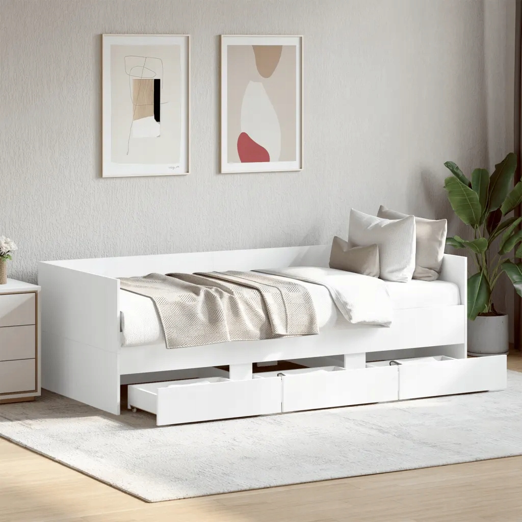 Válenda se zásuvkami bez matrace bílá 75 x 190 cm Bílá 3280832