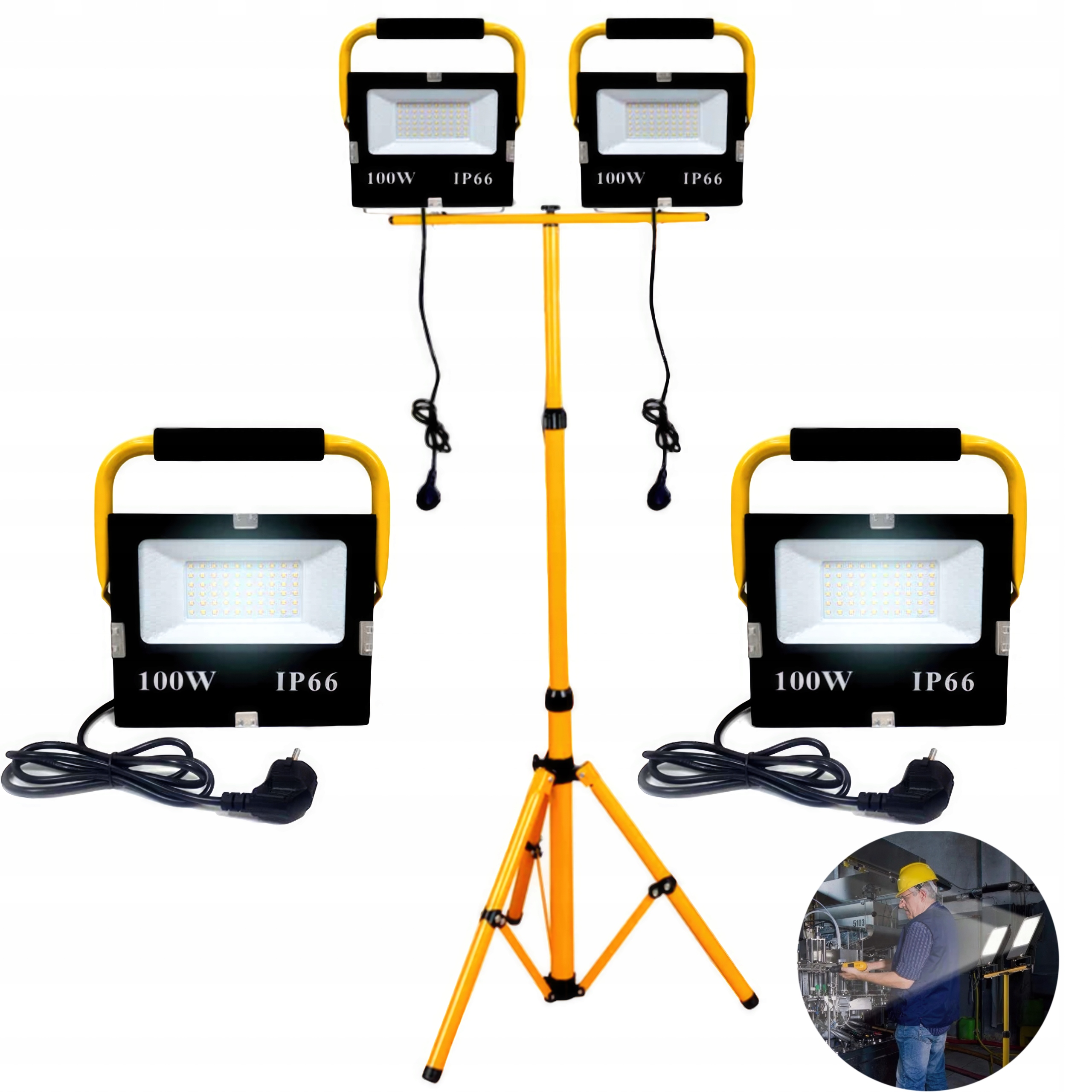 

2x Naświetlacz Led 100W Halogen Lampa 200W Statyw