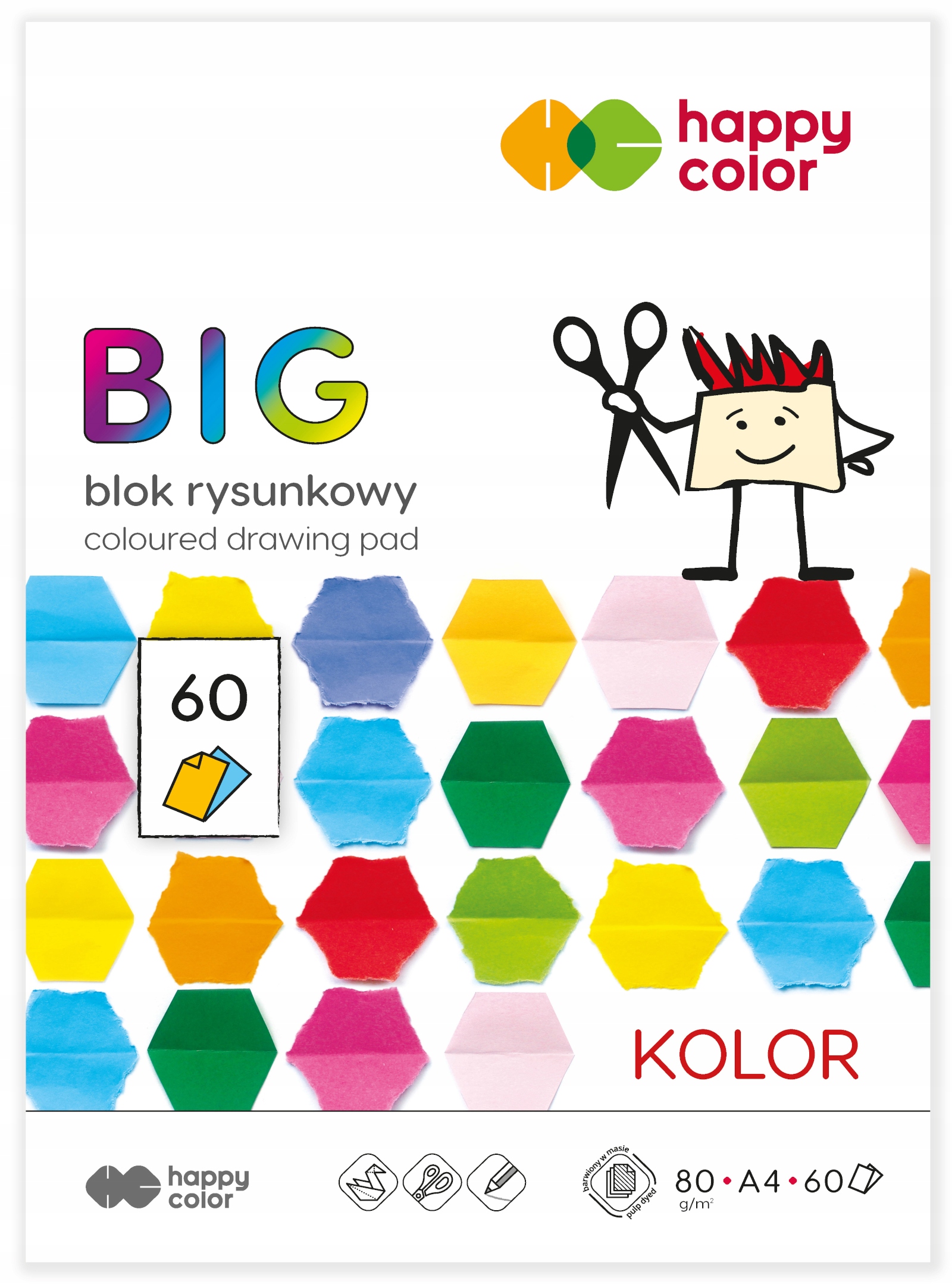 

Blok rysunkowy kolorowy Happy Color Big A4 60 kart
