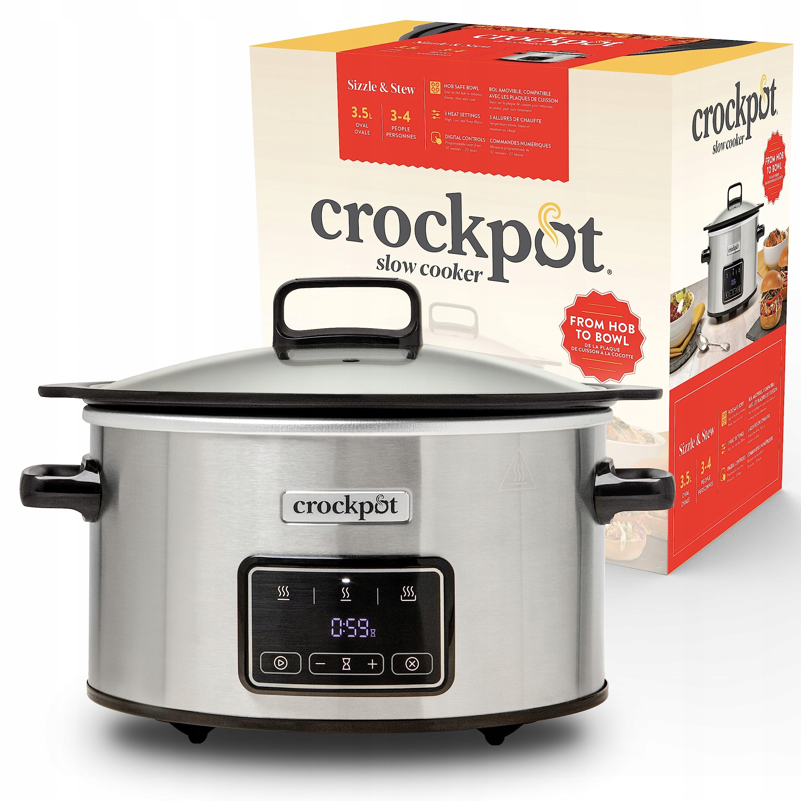 CROCKPOT Wolnowar Cyfrowy 3,5L Indukcyjny Garnek Na Mięso Warzywa