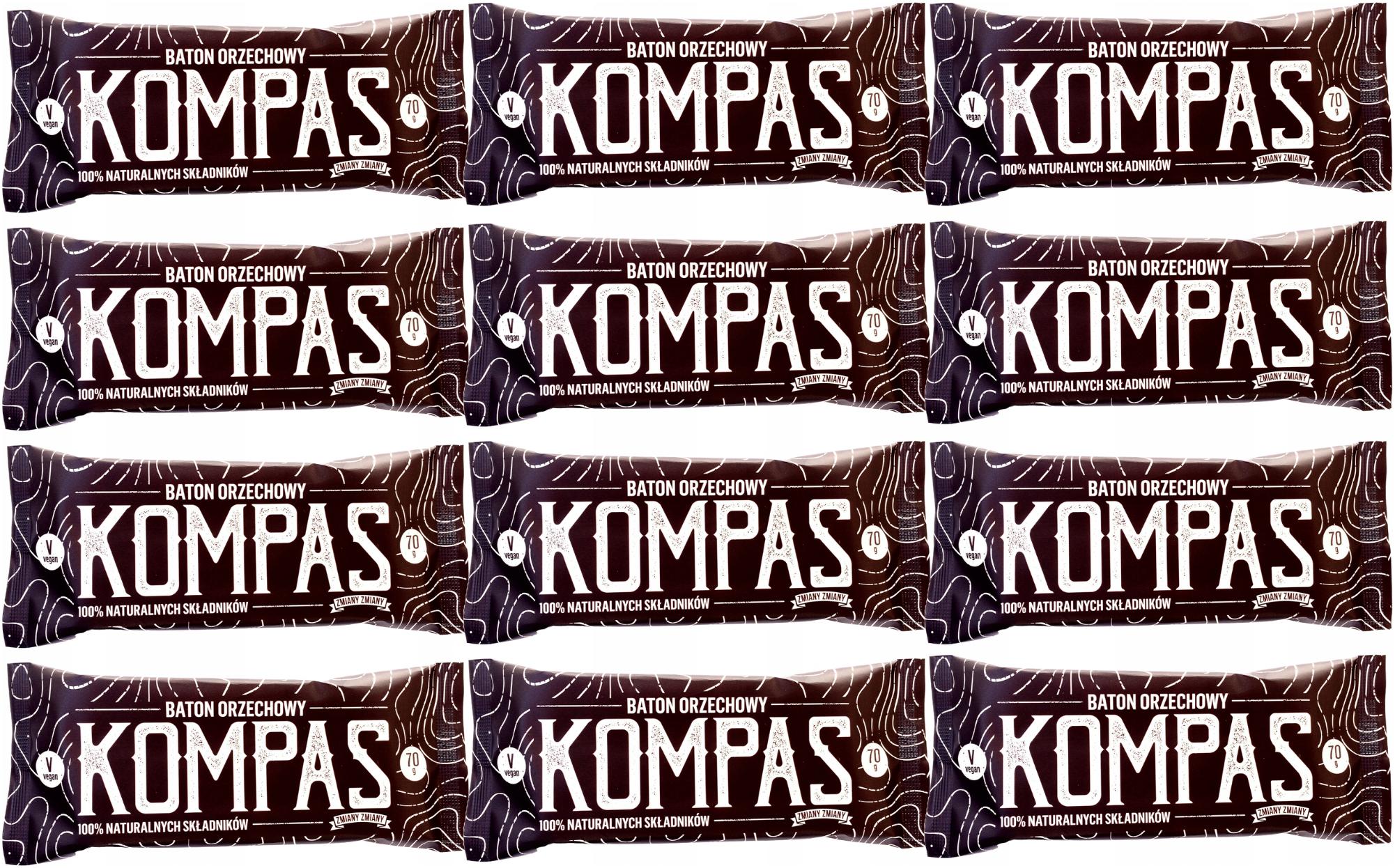 Levně 12 Tyčinek Kompasu 70 G S Ořechy Bez Cukru, Veganské, Zdravá Energie Raw