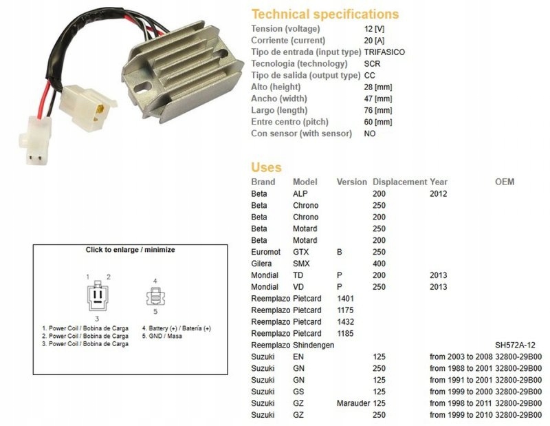 Dze Regulátor Napätia Suzuki Gn 125 91-01; Gn 250 88-01; Gs 125 99-00