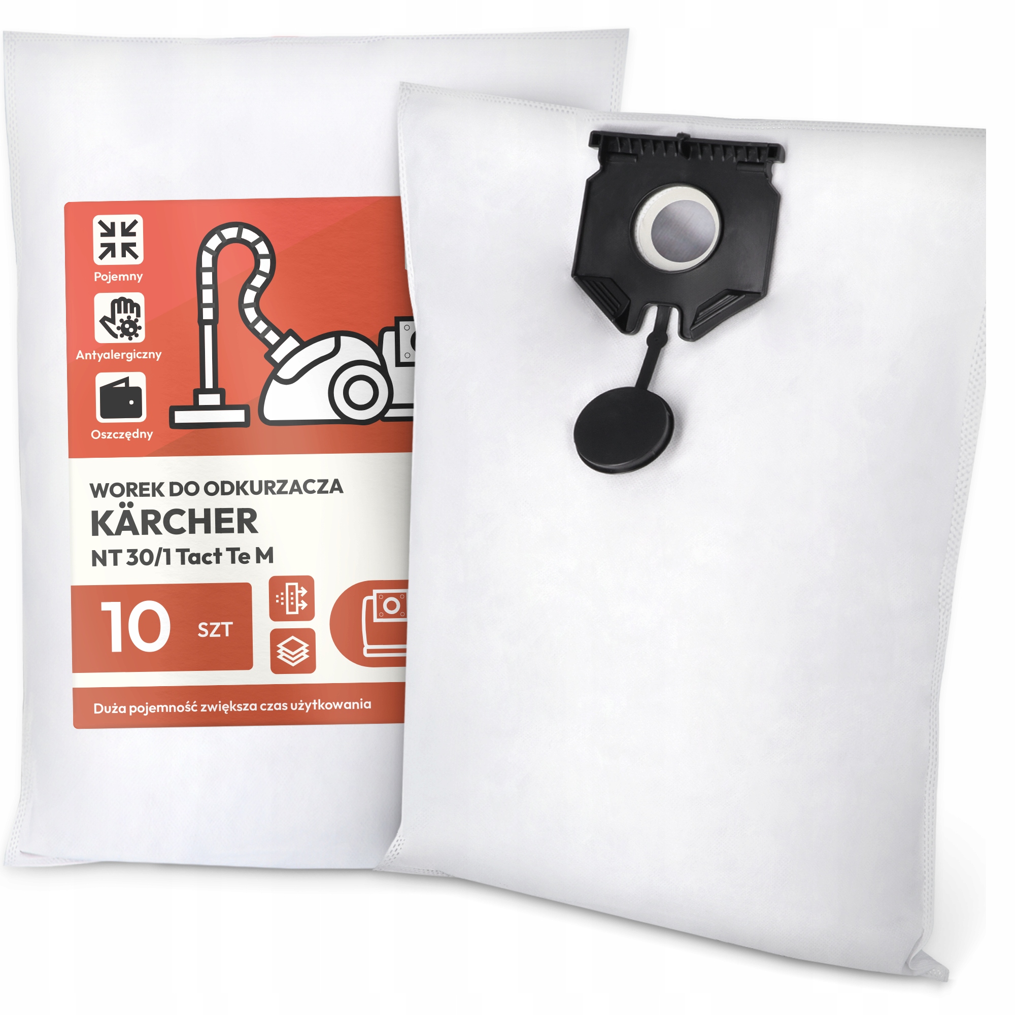 10 x Sáček Do Vysavače Kärcher Nt 30/1 Tact Te M Syntetický Odolný Wo G9