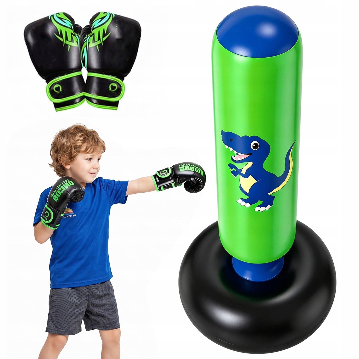 Nafukovací Tréninkový Boxovací Pytel Stojící 120 CM Boxerské Rukavice