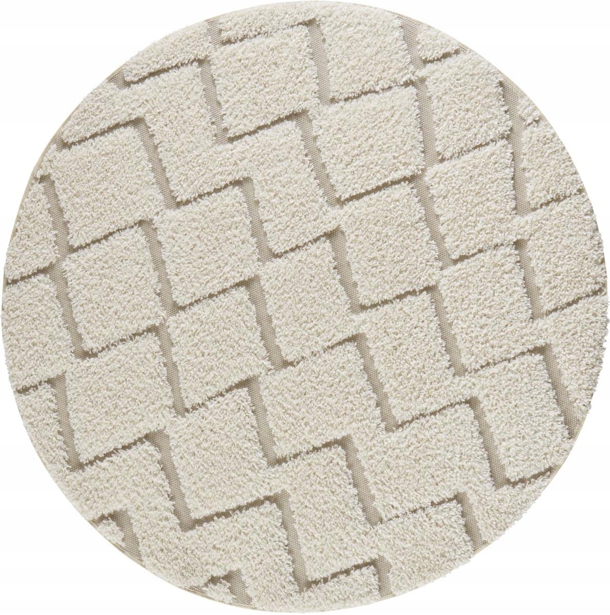 Kruhový krémový koberec s 3D efektom, chlpatý, 160 cm