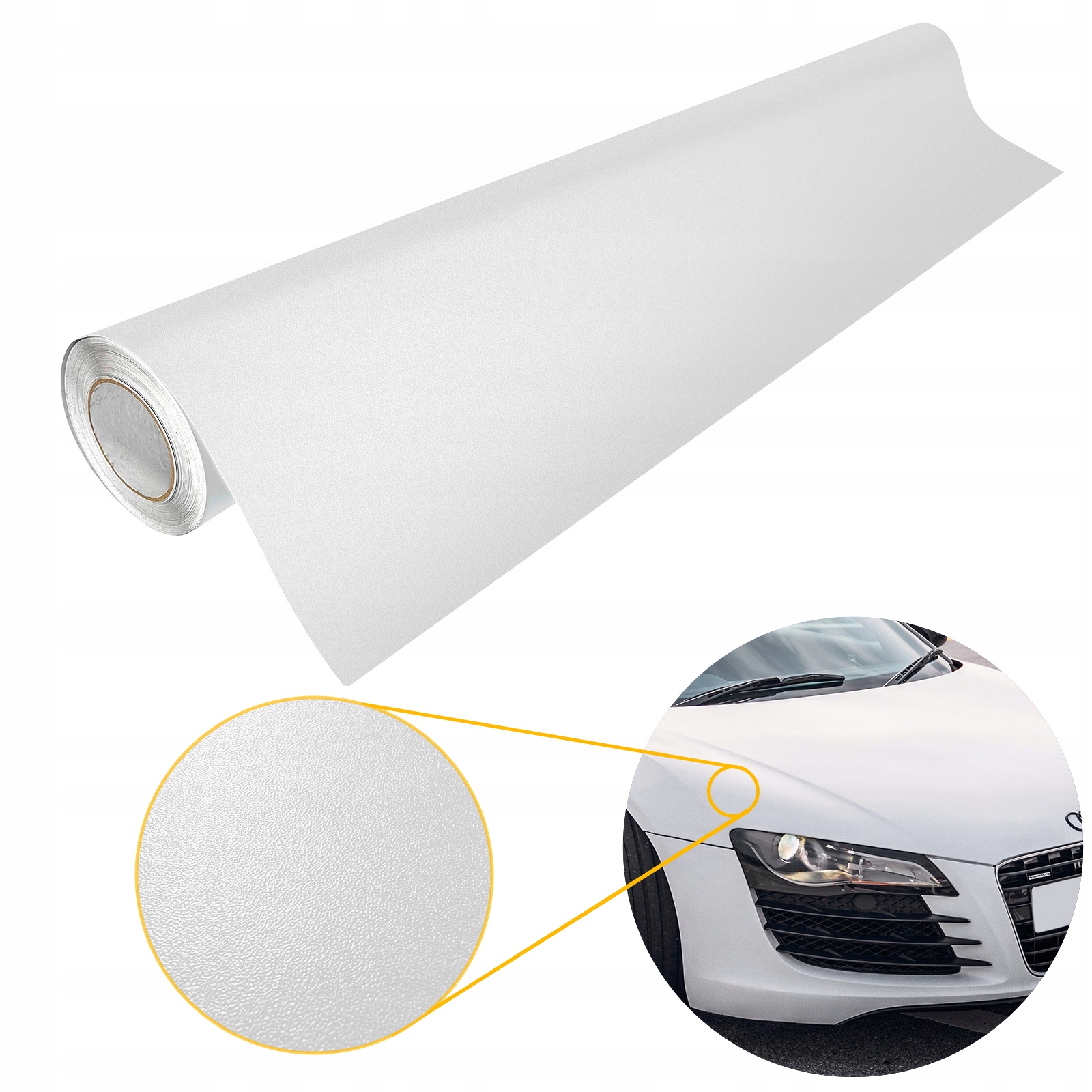 Termoplastická Fólie Změna barvy auta Bílá Matná struktura