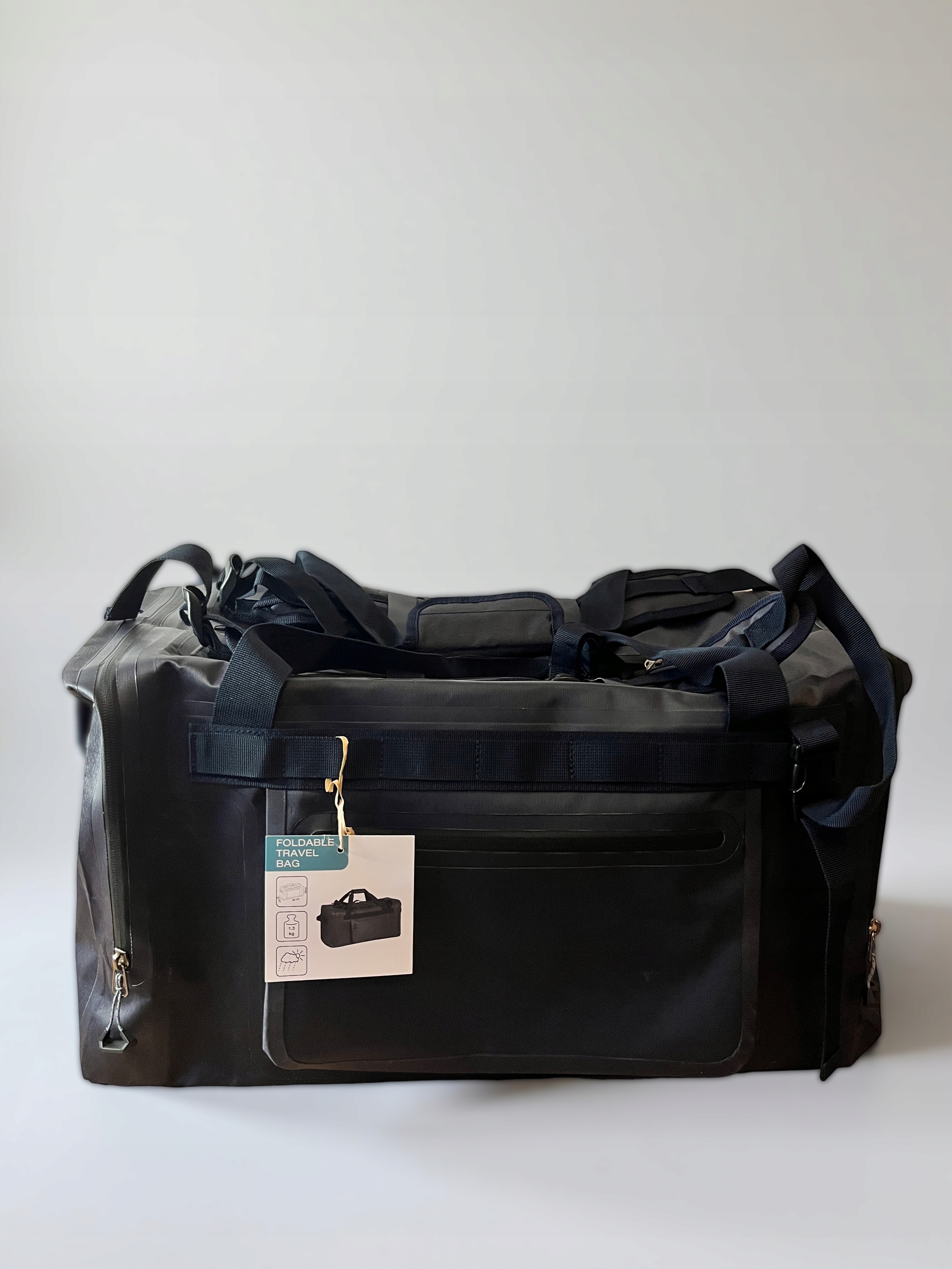 Torba podróżna turystyczna 50L, wodoodporna, z funkcją plecaka, czarna