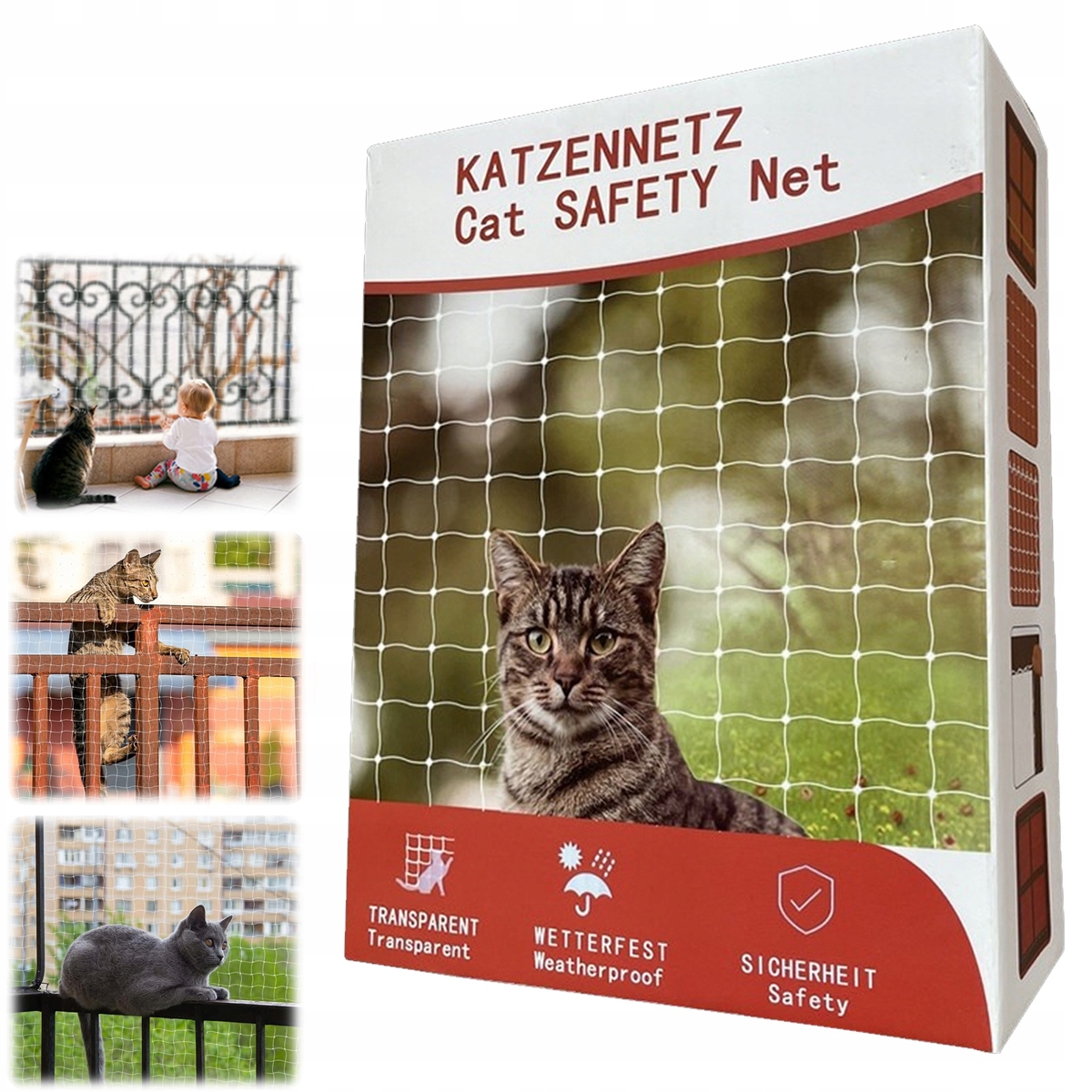 Levně Síťka Na Balkon Pro Kočky Bezpečná Bez Vrtání, Vyztužená 8x3 m