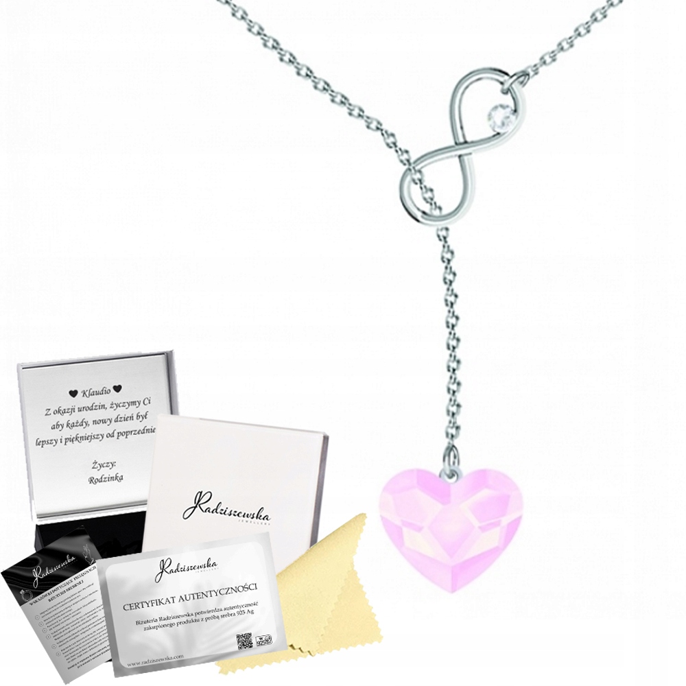 Náhrdelník Stříbrné srdce Nekonečno Dárek ke Dni Žen Dedikace