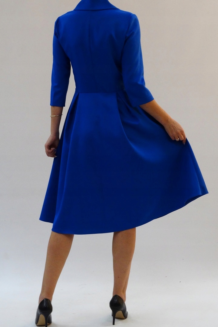 SUKIENKA Z KOŁNIERZEM -WESELE CHABER R.44 (34-54 Odcień chabrowy