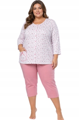 Dámské bavlněné pyžamo plus size, rozepínací, komfortní, velikost 1677 4XL