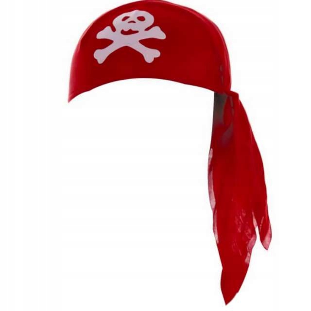 PIRACKA czapka BANDANA chusta czerwona z czaszką