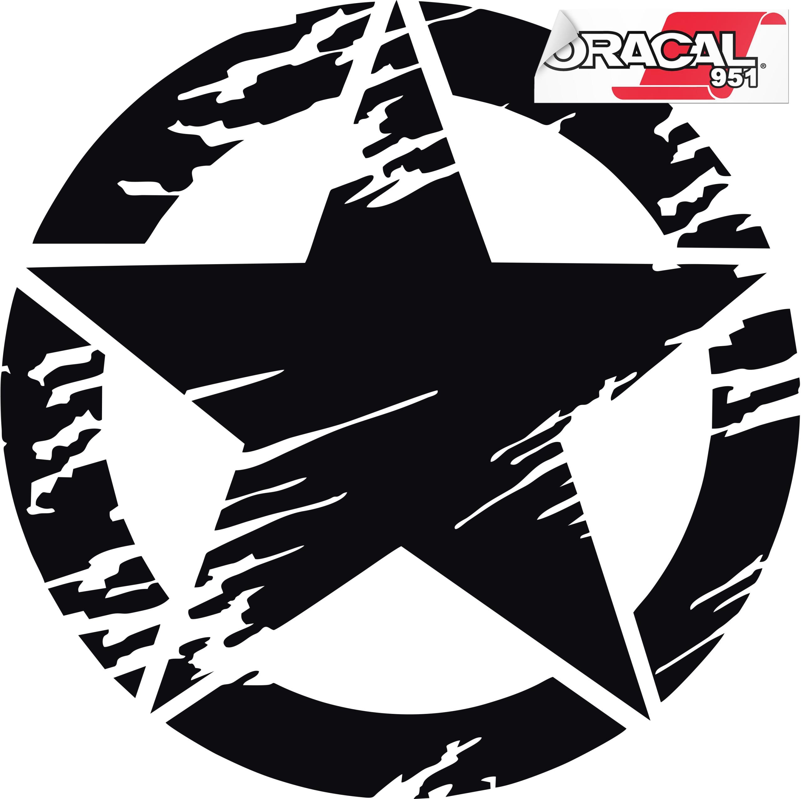 Стикер автомобиля звезда джип 60X60CM черный матовый