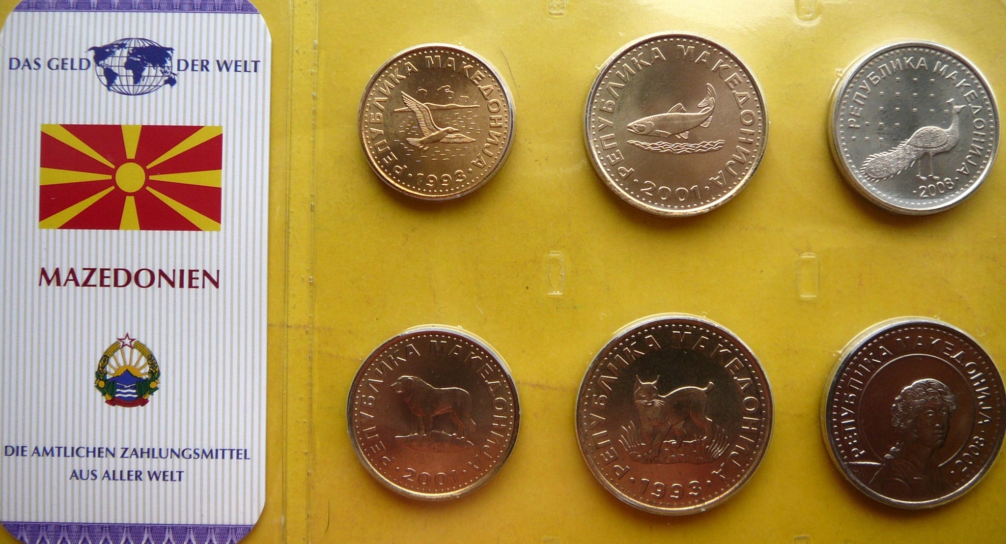 SET 6 SZT DENAR MACEDONIA RYŚ PIES PAW RYBA PTAK MENNICZE