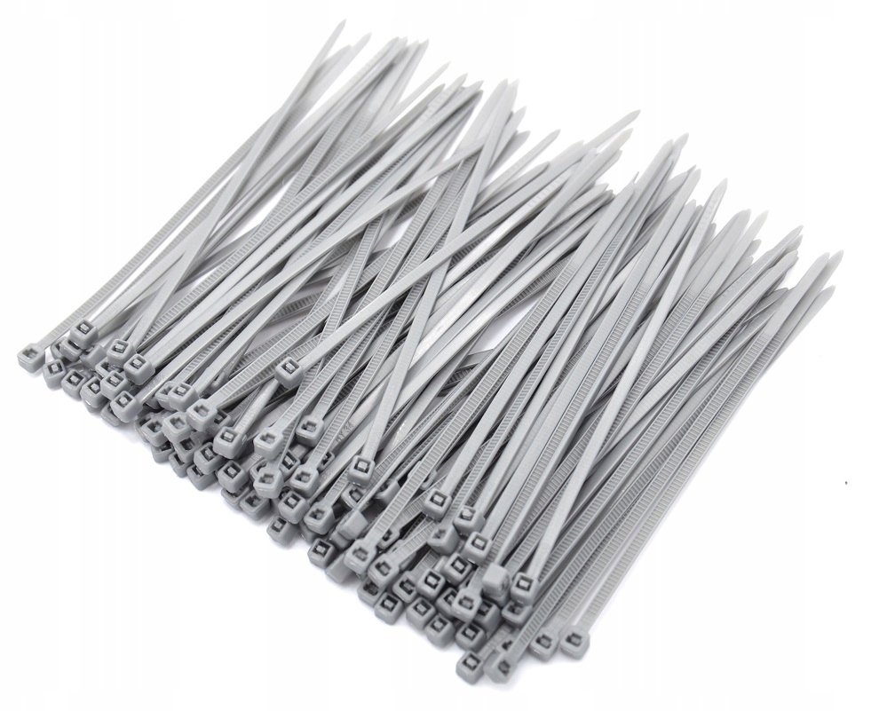 

100szt Opaski Zaciskowe Trytki Szare 2,5x200 mm