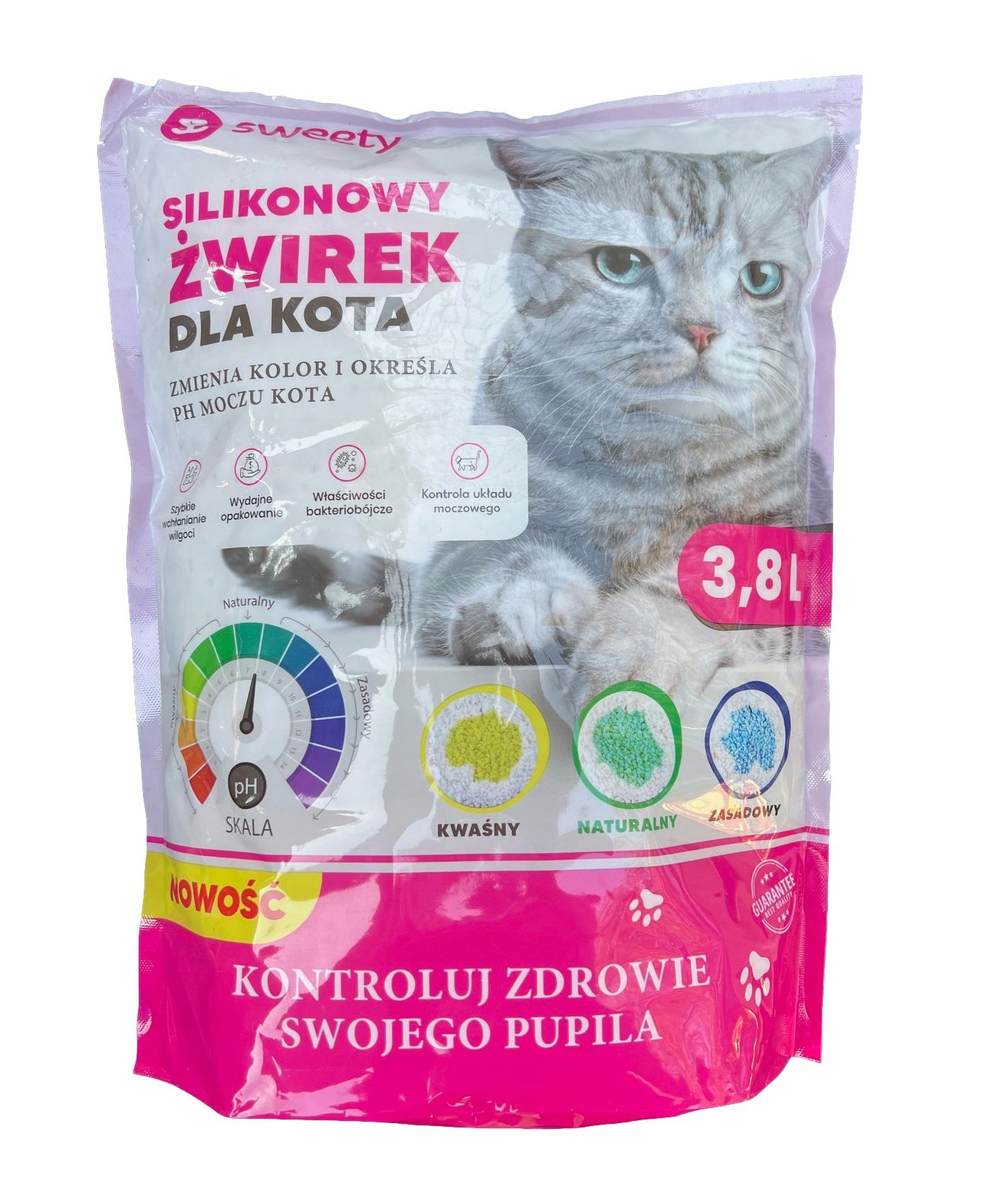 Levně Sweety Silikonový stelivo pro kočky určující Ph