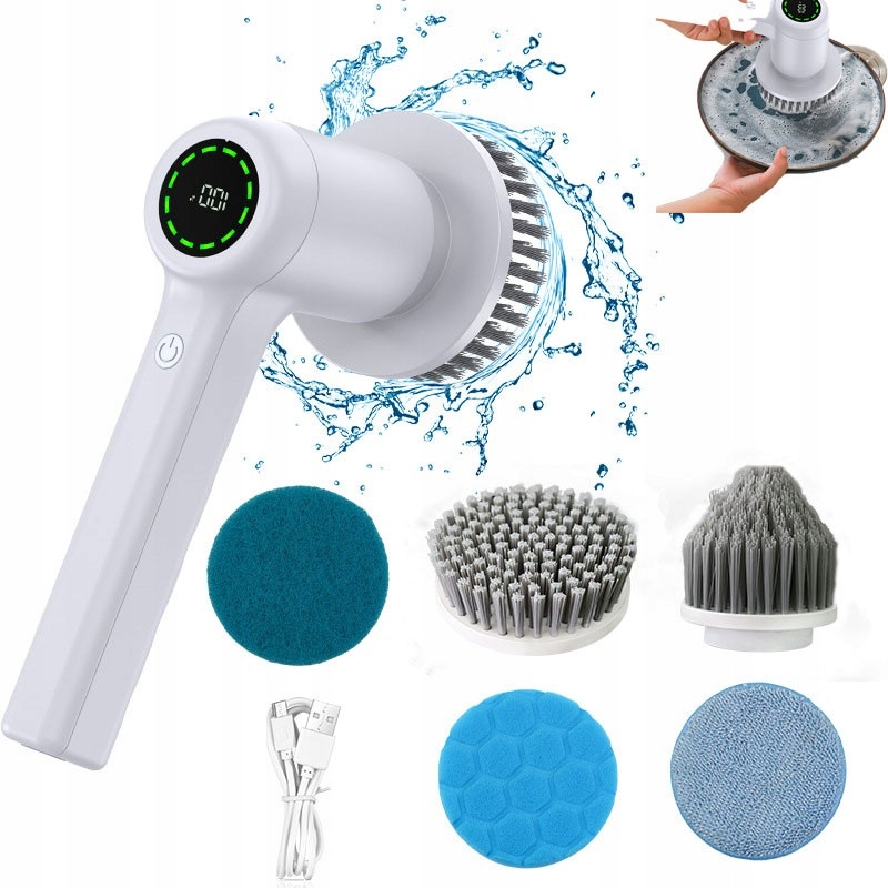 Levně Čisticí Kartáč Elektrický Rotační Kartáč 6V1 Bezdrátový Čisticí Mop 80W Bílý