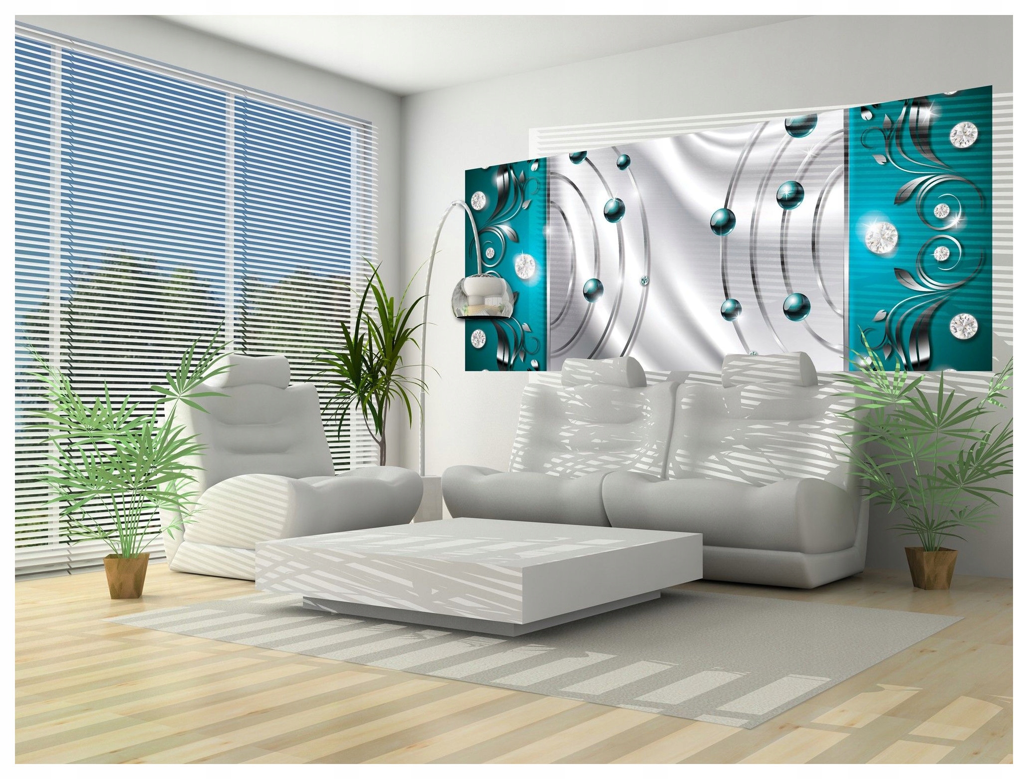 Tapeta Modré Krystaly Stříbřitá Elegance na Stěnách 250x104 lepidlo