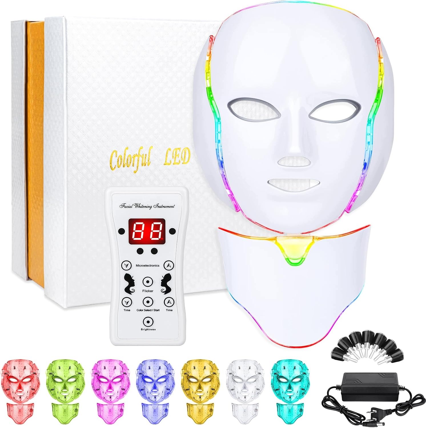 Led Maska 7 Barev Pro Obličej Krku A Hrudník, Zkrášlující