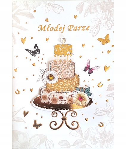 Kartka na ślub z życzeniami bogato zdobiona Prezent ślubny Kartka M573