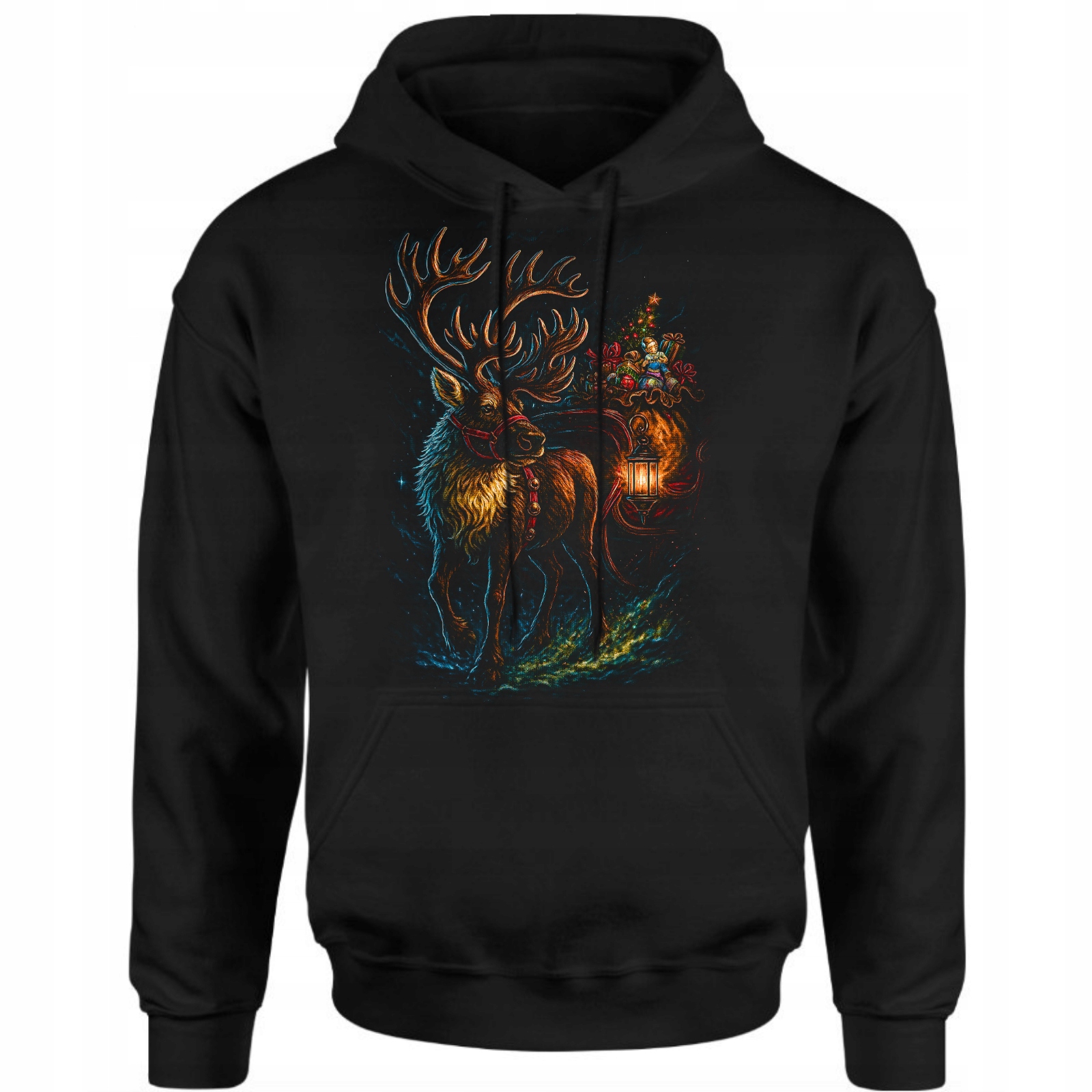 Mikina vánoční mikina Sob Sáně 3D potisk Dárek Hvězdička Bavlna L