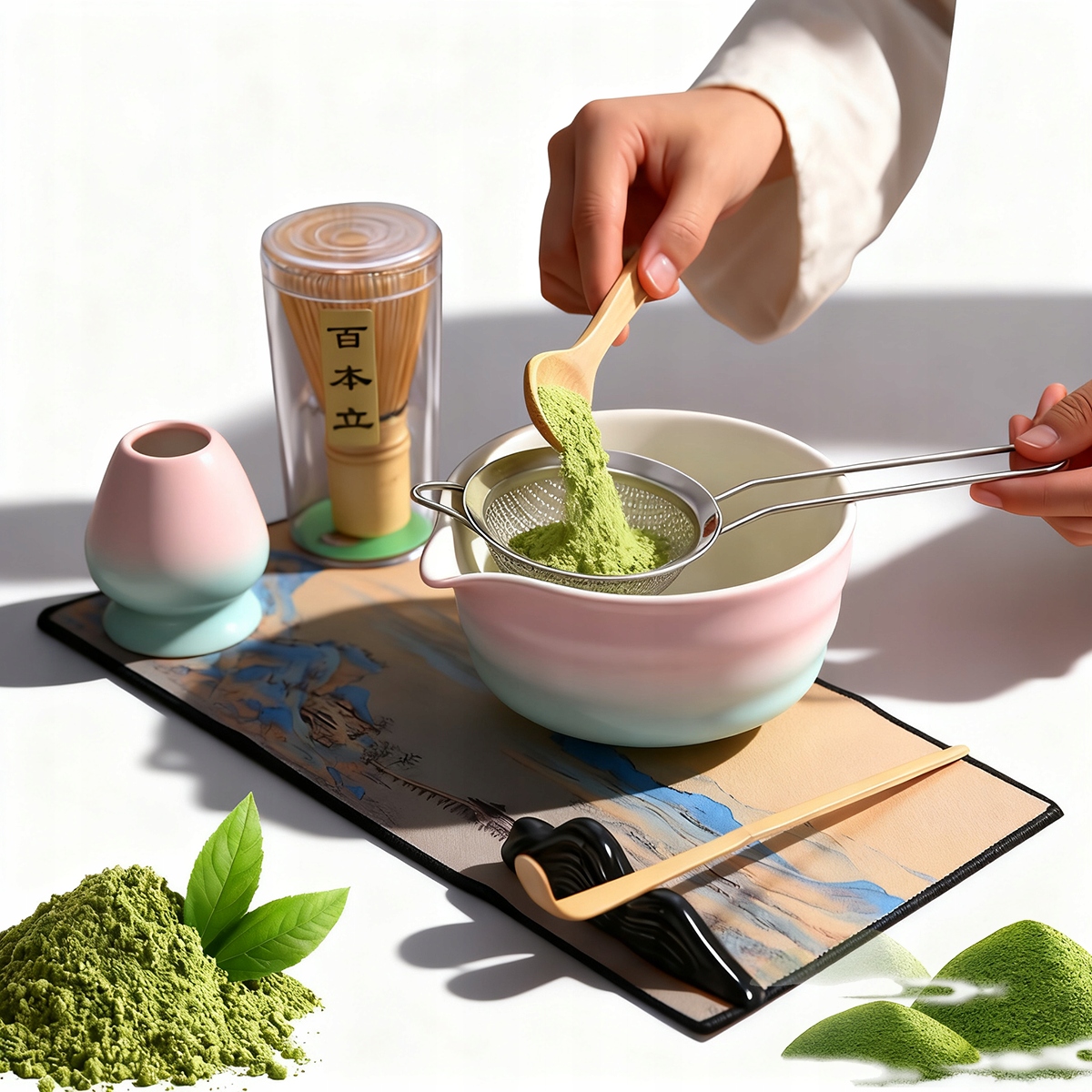 8 Szt Gradient Różowy Zestaw Matcha Pełne Funkcjonalne Akcesoria Praktyczny