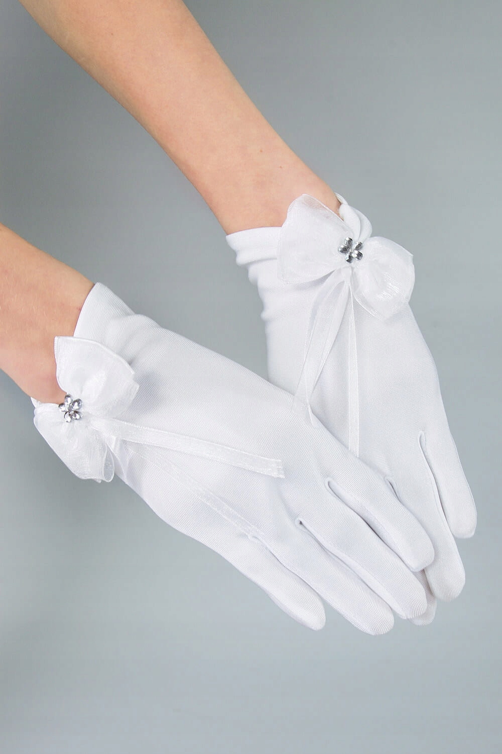 Rękawiczki Komunijne dla Dziewczynek Rękawiczki na Komunię Kokarda Cekiny Marka inna