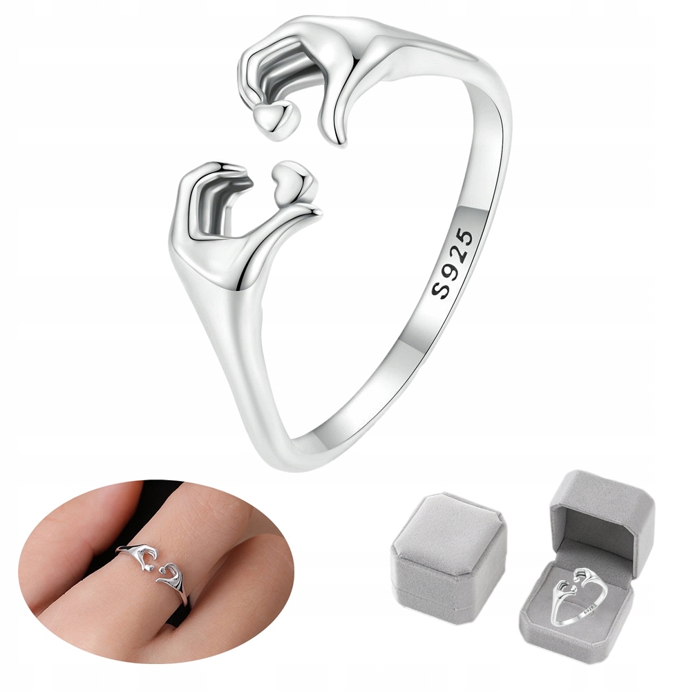 Prstýnek Stříbro 925 Ruce Matky Srdce nastavitelný jako Dárek