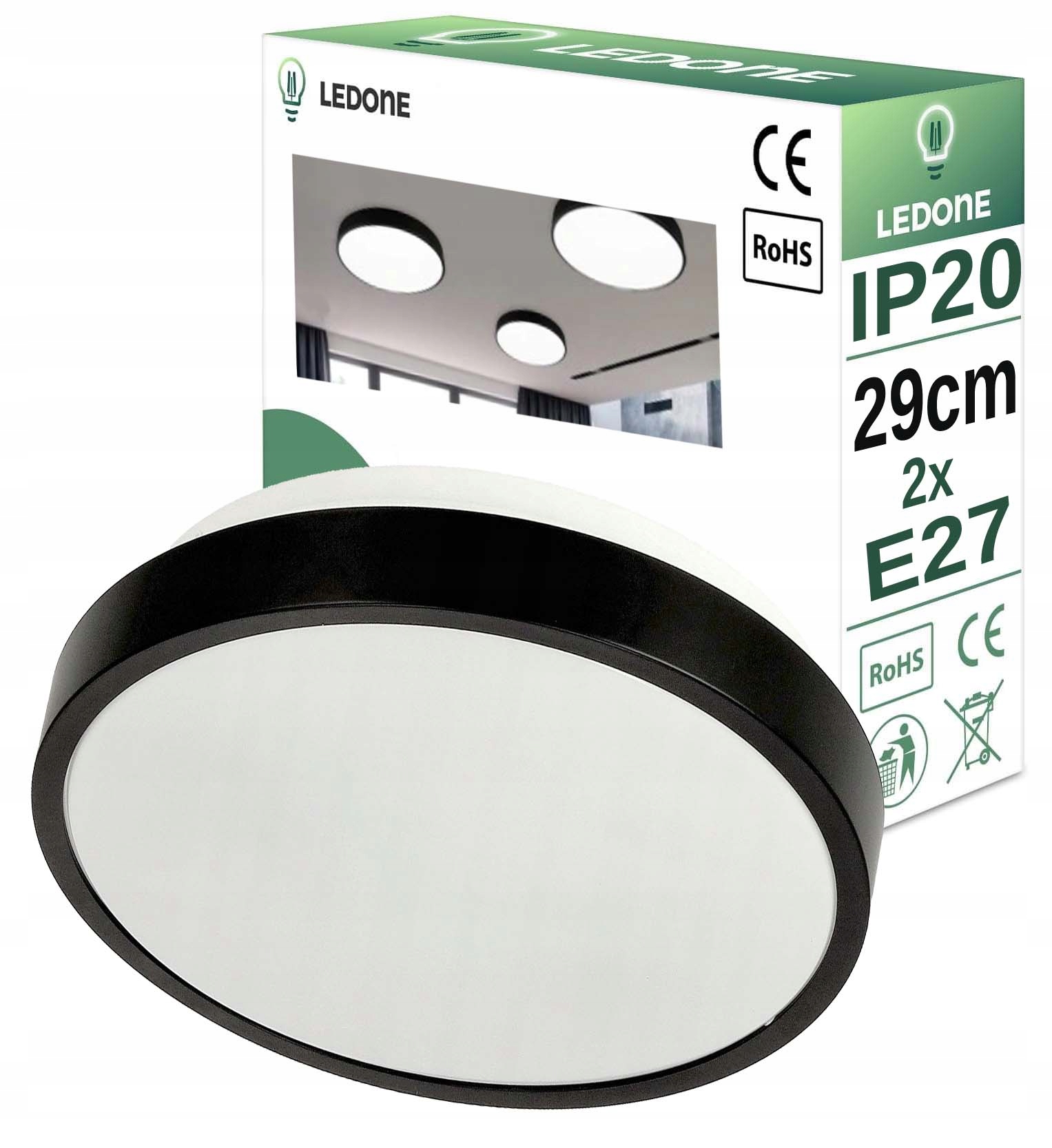 

Plafon czarny lampa oprawa sufitowa na led 2x E27