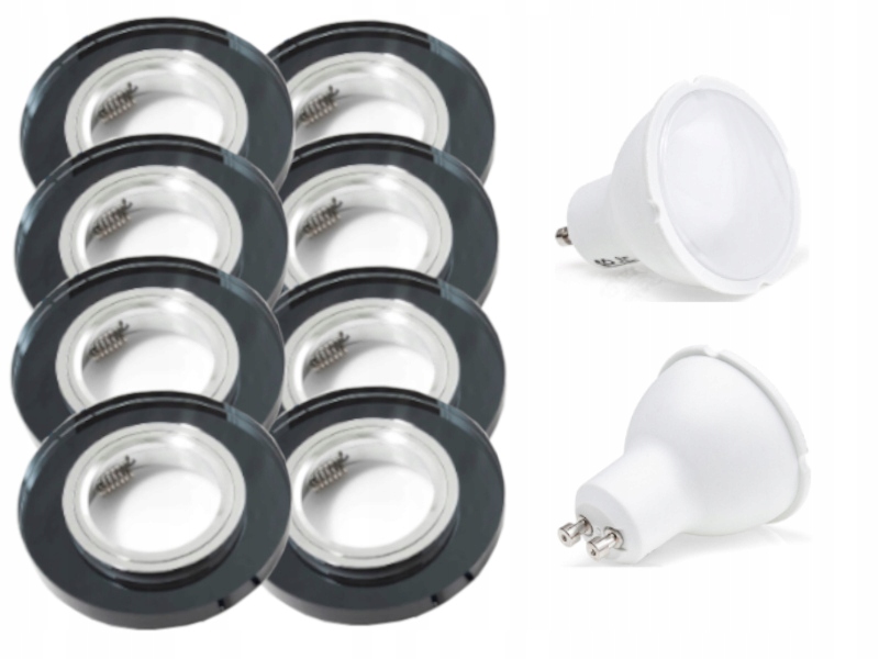 Skleněný stropní Led halogenový set 8x žárovky