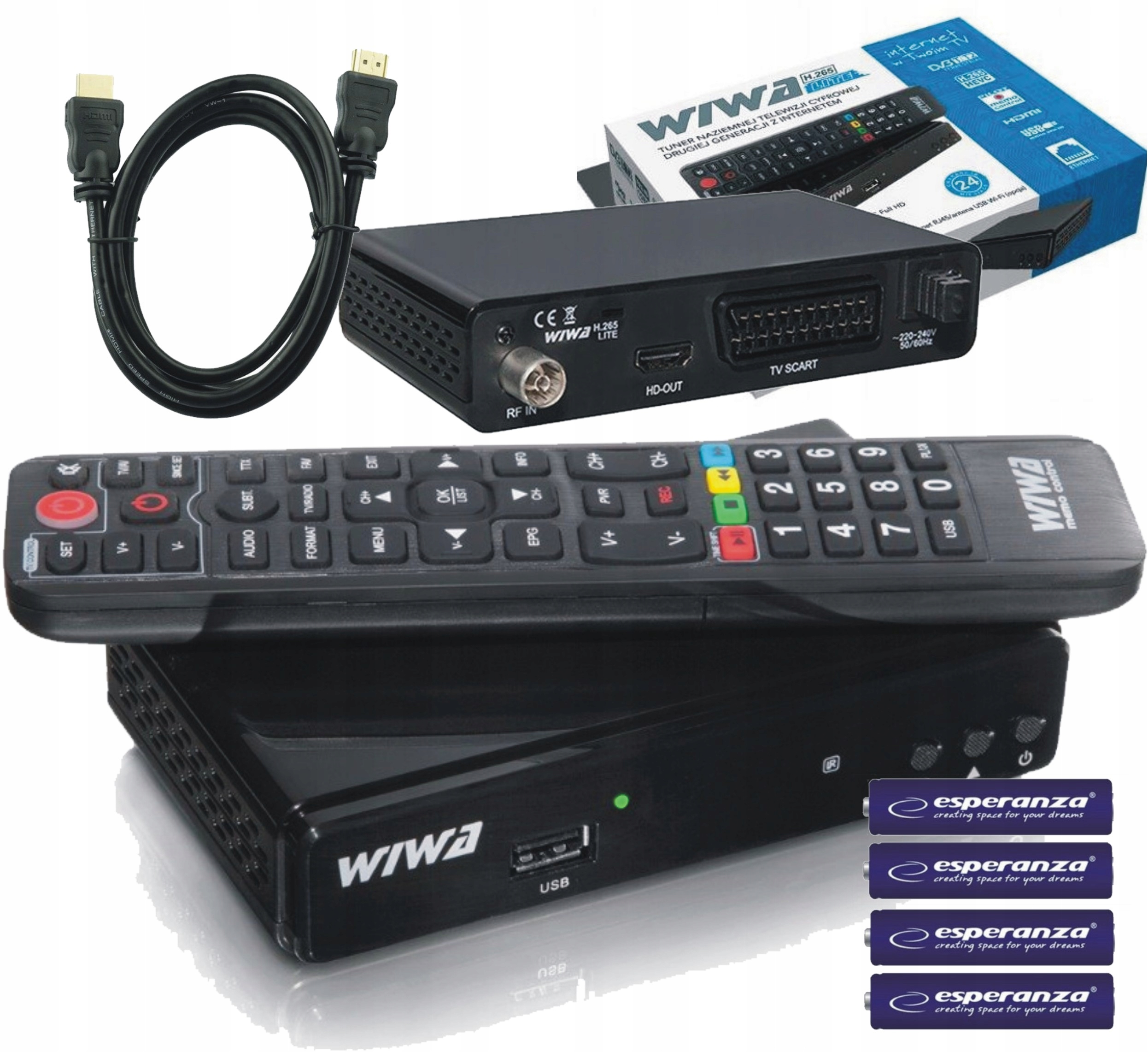 Tuner DVB-T2 Dekodér Pozemní H.265 Hevc Kabel Hdmi Baterie