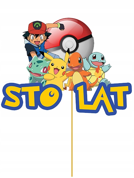 

Topper Dekoracja na tort Pokemon Sto Lat pikachu
