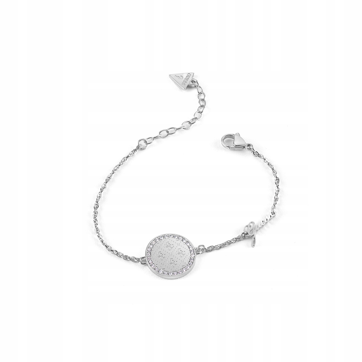 Dámský stříbrný náramek Guess zirkon, kolečko 19 Cm