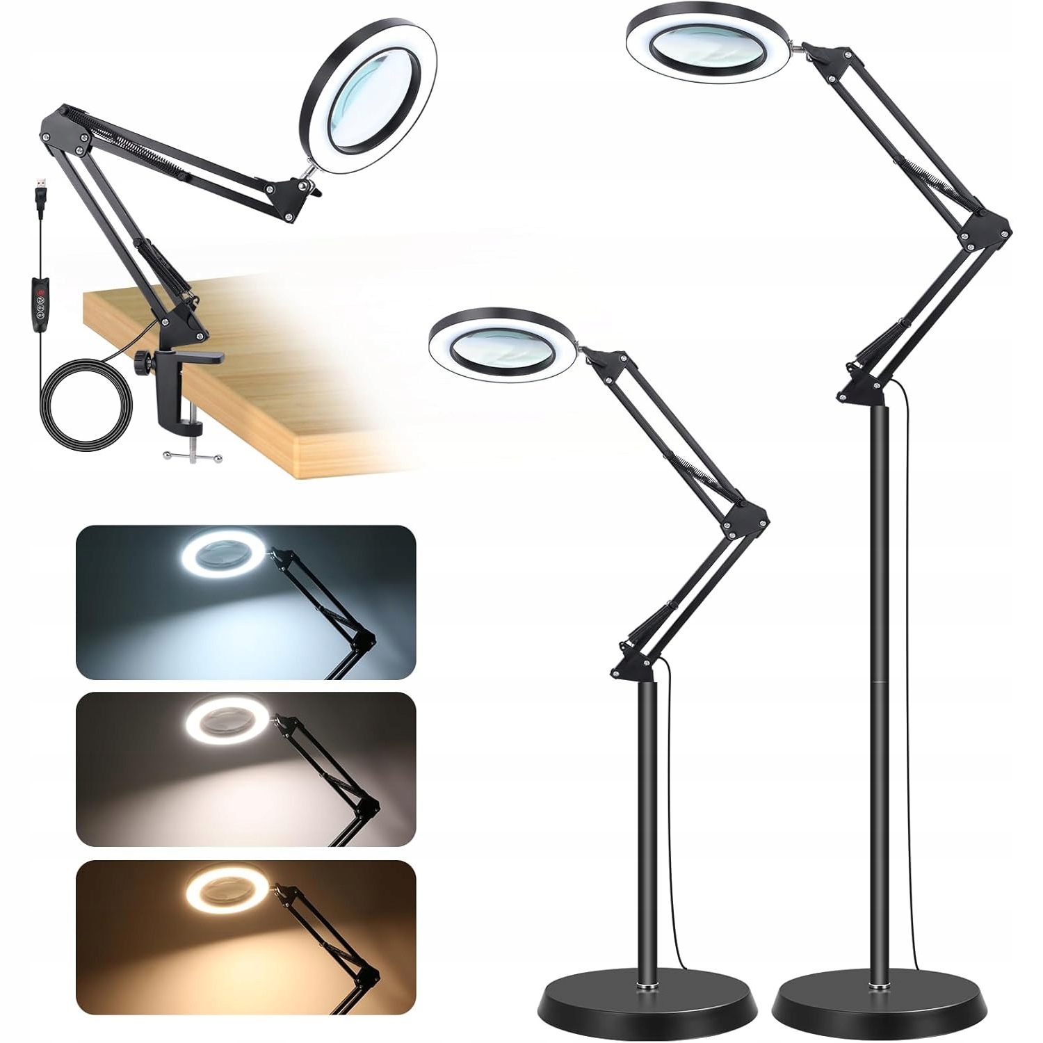 Lampa Zvětšující Lupu 10X 3 Teploty Barev Pro Čtení Šití