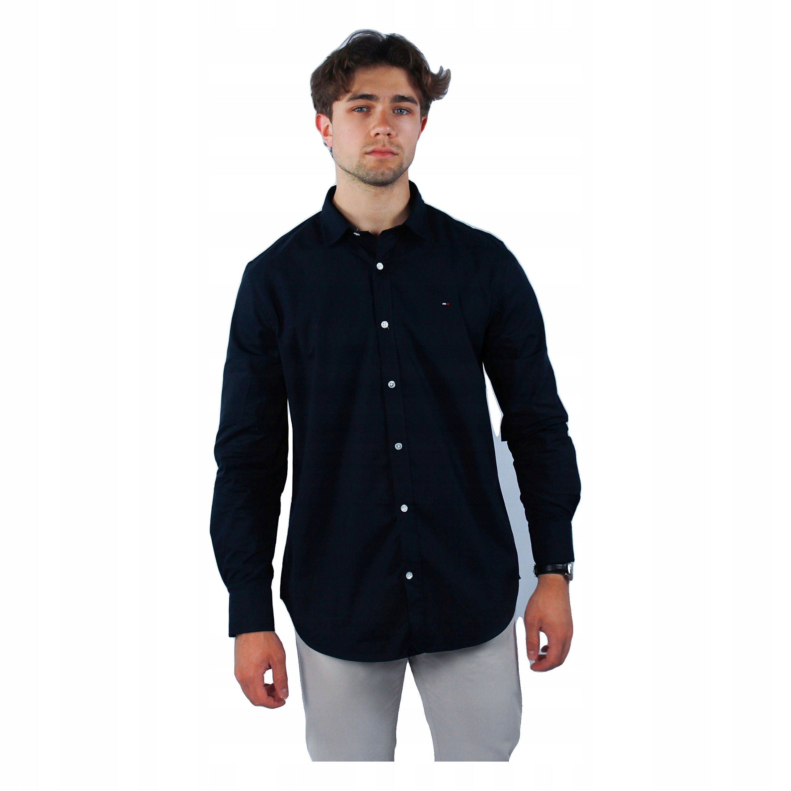 Tommy Hilfiger Pánská košile DM0DM04405-002 bavlněná modrá velikost M