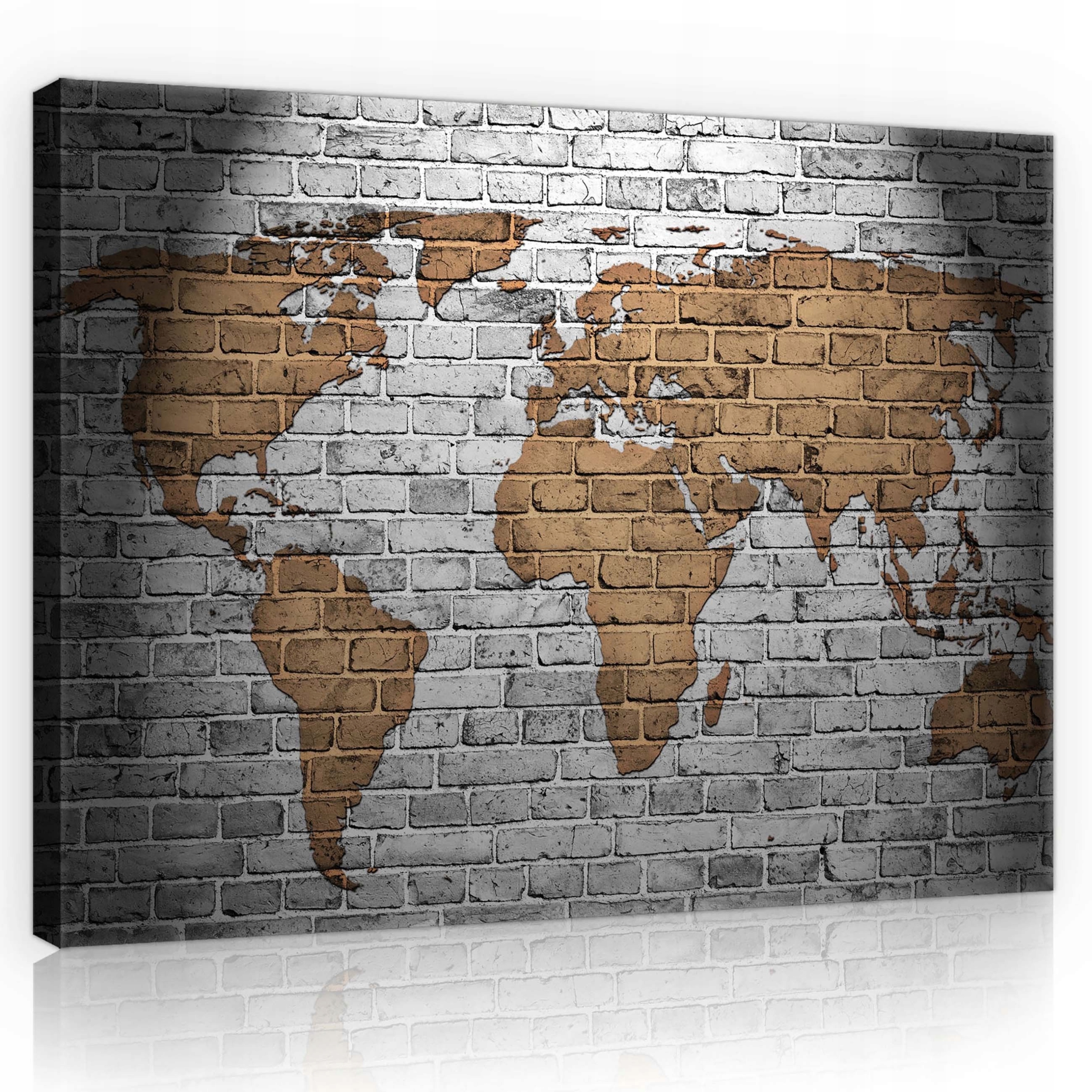 Obraz 80x60 Mapa světa cihlová zeď cestování geografie industriální styl