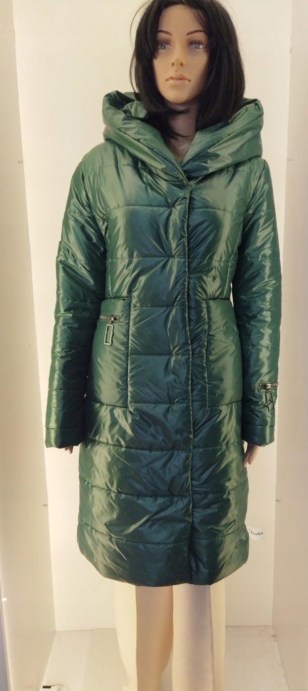 Zimní Bunda S Kapucí Na Zip Vega Moda Pikovaná Pěna Zelená vel. 50