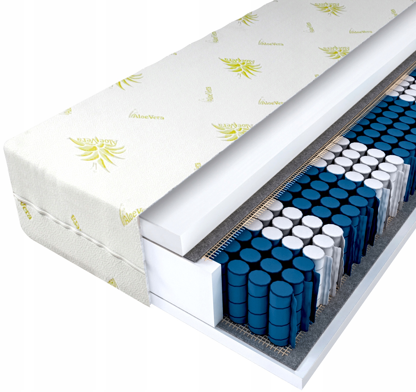 Materac kieszeniowy Aloe Vera 80x190 Pur T25 16cm Średno-twardy H3 pocket