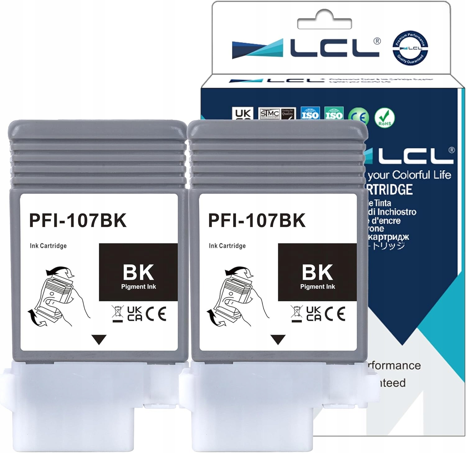 Inkoust do Canon PFI-107 130ml černý LCL kompatibilní, 2ks iPF670 iPF680