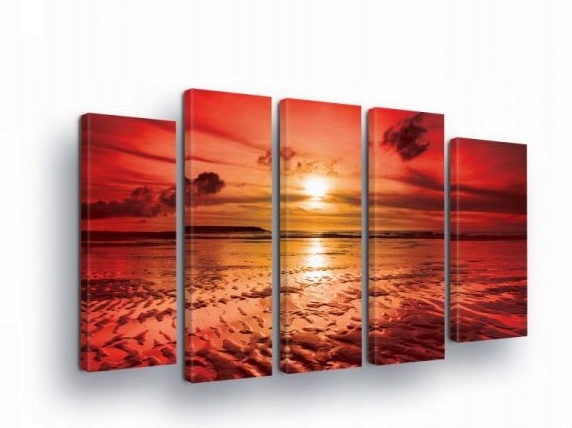 Obraz 150x100 Západ slnka morská krajina polyptych moderný dekor