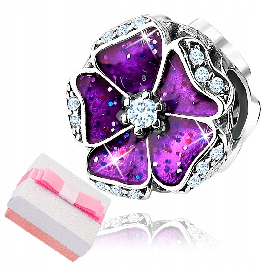 

Srebrny Charms 925 Zawieszka Kwiatek Beads Koralik