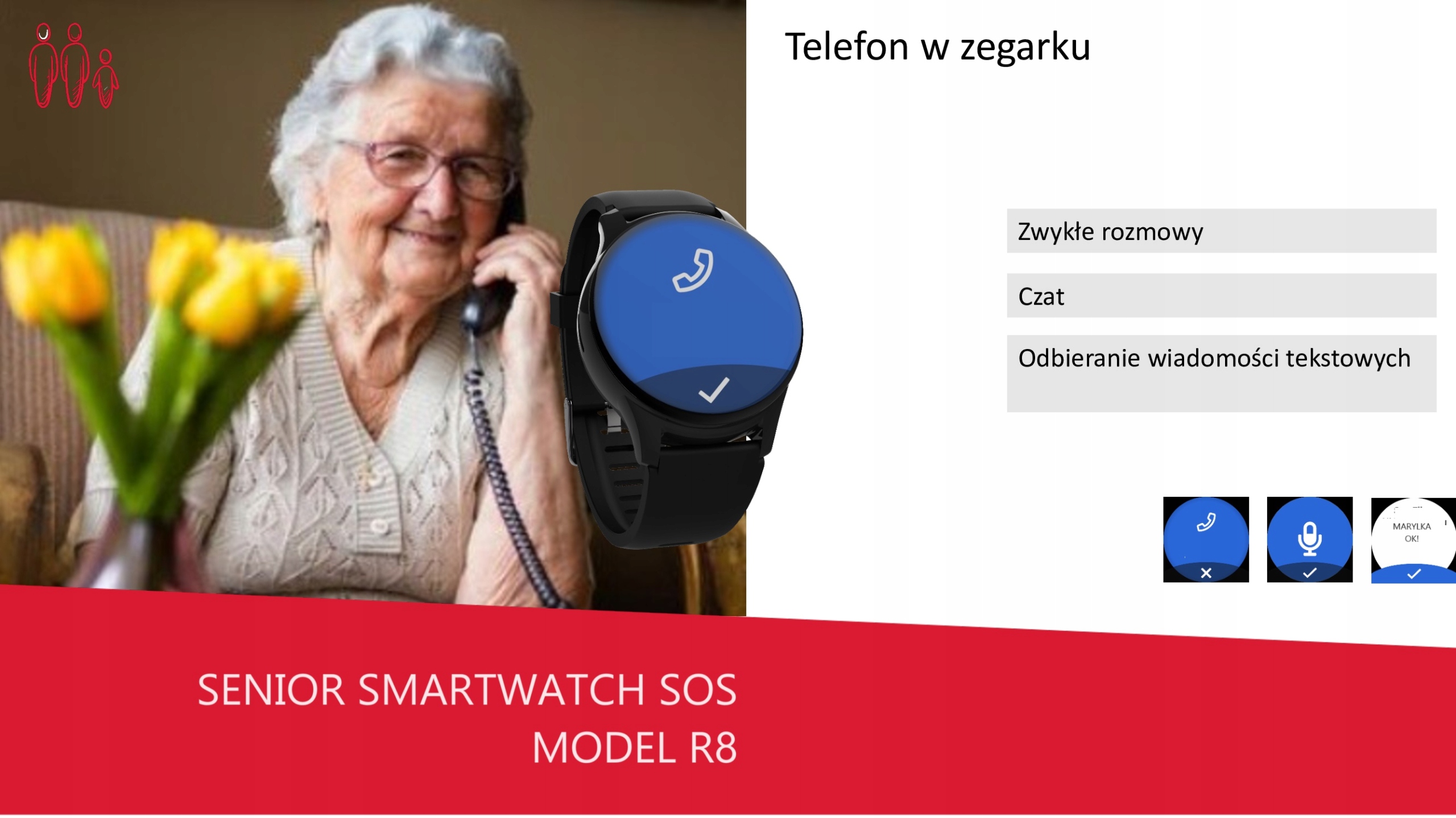 SENIOR SMART OPASKA SOS R8 PRO + TELEOPIEKA & TELEASEKURACJA ZDROWIA 24/7 Złącza nanoSIM