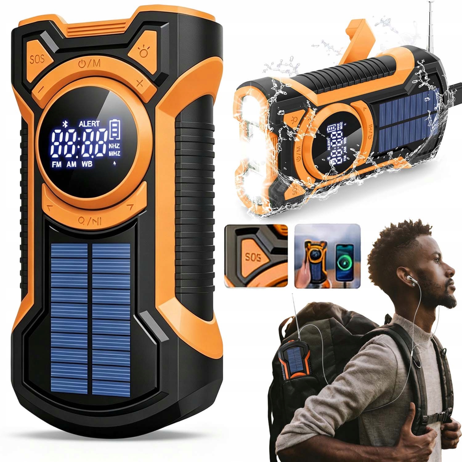 5000 Mah Přenosné Rádio Na Solární Kliku, Stavební Omáčka, Svítilna, Powerbanka