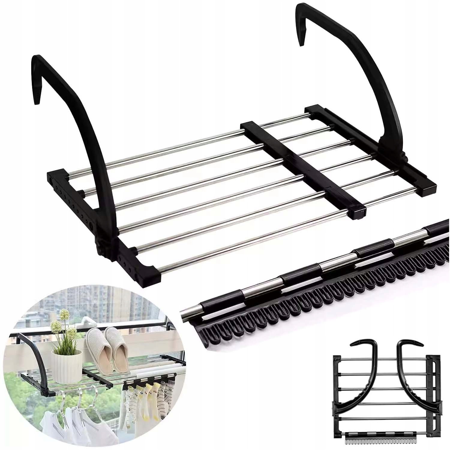 Levně Nerezová Sušák Na Prádlo Radiátor Parapet Rozkládací 110 CM